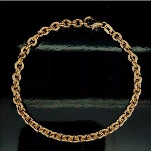 Solid 14K Yellow Gold ROLO Link Chain Bracelet